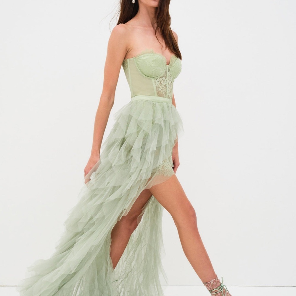 For Love And Lemons Mint Strapless Wedding Dress